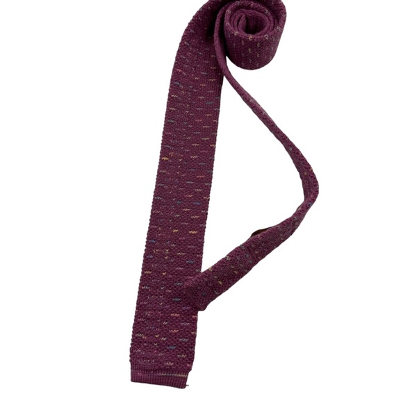 🆕COLOURS BY ALEXANDER JULIAN Purple Knit Wool DESIGNER Slim Tie USA - Picture 2 of 4